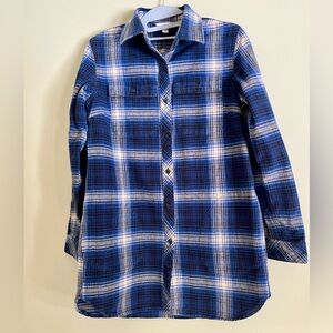 L.L. Bean Signature Chamois Tunic, XS Blue Plaid